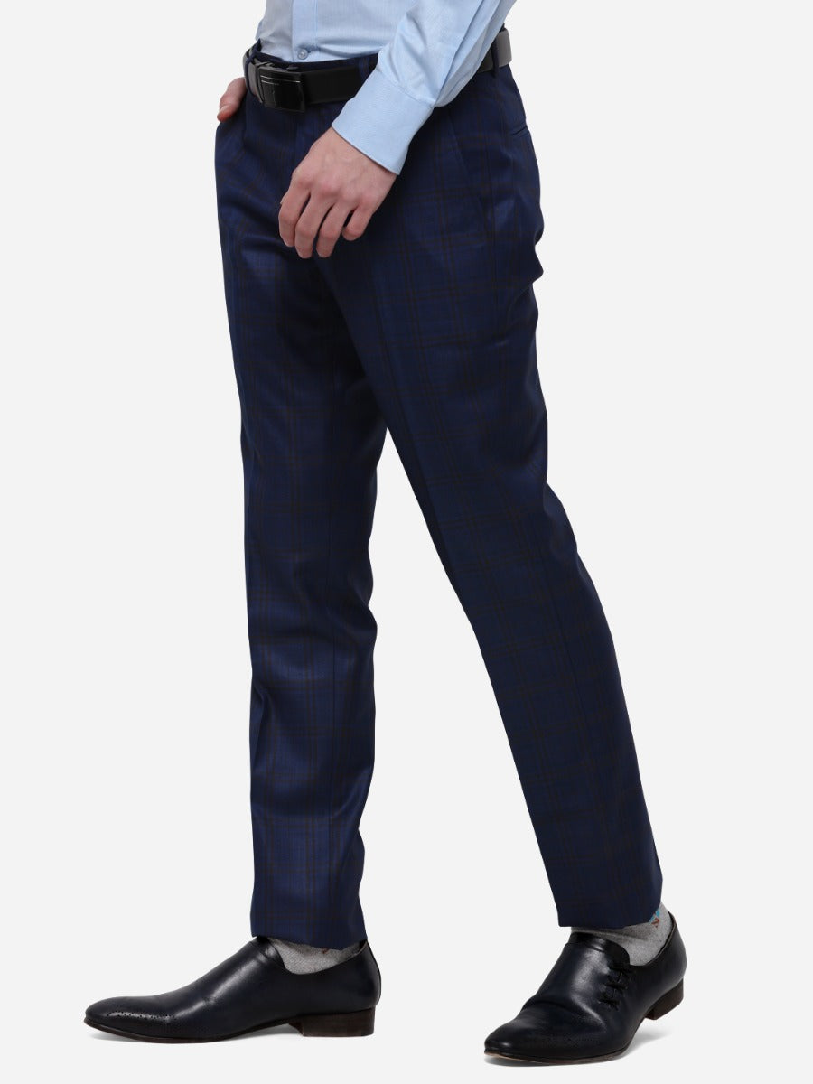 Buy Louis Philippe Men Navy Blue Checked Slim Fit Formal Trouser - Trousers  for Men 19854206 | Myntra